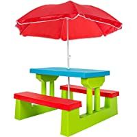 TecTake Conjunto de Mesa y Bancos para niños Asientos sillas sombrilla Juego Infantil